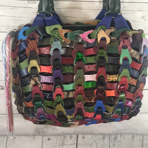 De De multicolored linked leather hobo bag NWOT - Picture 2 of 8